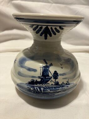 Hand painted Blue Delft vintage 4” flower holder -vase